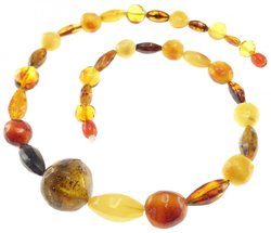 Beads made of multi-colored amber stones